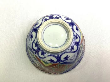 京焼・清水焼 加藤雲泉（雲泉窯) 青黄彩花菱飯碗 – SEIKADO