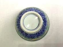 画像をギャラリービューアに読み込む, 京焼・清水焼 加藤雲泉(雲泉窯) 青彩花文飯碗