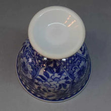 画像をギャラリービューアに読み込む, 京焼・清水焼 加藤雲泉(雲泉窯) 盃 染付草花馬上杯