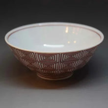 画像をギャラリービューアに読み込む, 京焼・清水焼 叶松谷 赤絵雷文飯碗