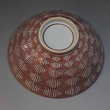 画像をギャラリービューアに読み込む, 京焼・清水焼 叶松谷 赤絵雷文飯碗