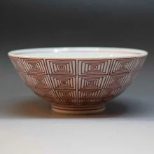 画像をギャラリービューアに読み込む, 京焼・清水焼 叶松谷 赤絵雷文飯碗