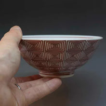 画像をギャラリービューアに読み込む, 京焼・清水焼 叶松谷 赤絵雷文飯碗