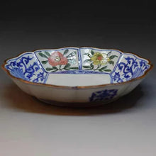 画像をギャラリービューアに読み込む, 京焼・清水焼 加藤雲泉(雲泉窯) 中皿 着彩間取花唐草中皿
