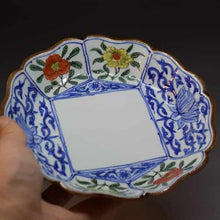 画像をギャラリービューアに読み込む, 京焼・清水焼 加藤雲泉(雲泉窯) 中皿 着彩間取花唐草中皿