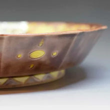 画像をギャラリービューアに読み込む, 京焼・清水焼 加藤雲泉(雲泉窯) 中皿 紫地黄彩唐草5.5寸皿