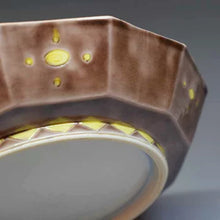 画像をギャラリービューアに読み込む, 京焼・清水焼 加藤雲泉(雲泉窯) 中皿 紫地黄彩唐草5.5寸皿