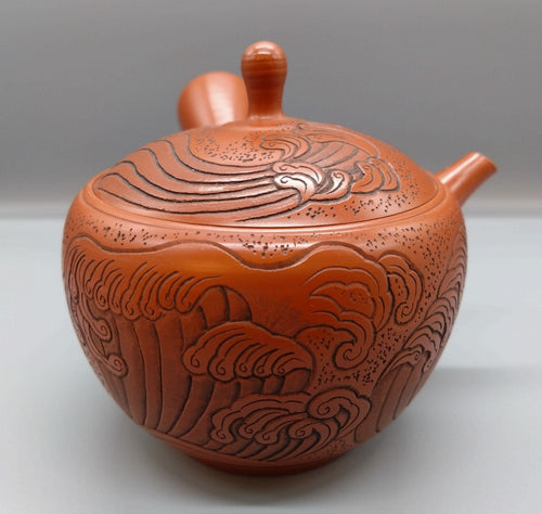 Edogawa 備前焼、ドラゴン彫刻の急須　２個組　TW20 備前焼、コンパクト ドラゴン彫刻 陶器急須 2セット KHW2