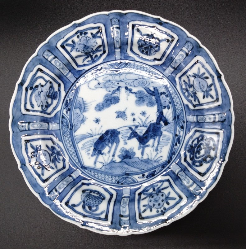 九谷焼 山本長左 陽刻鹿芙蓉手6号皿 – SEIKADO