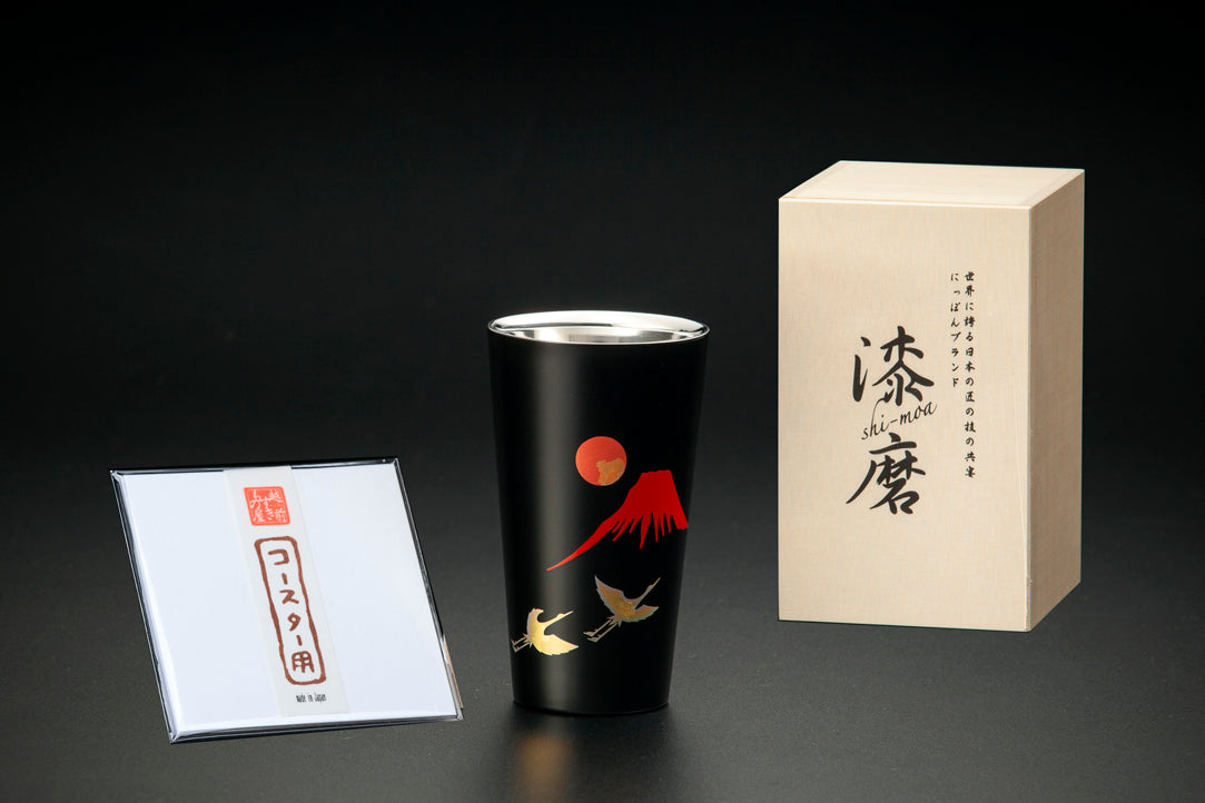 山中塗 漆磨 赤富士に鶴 ストレートカップ （二重構造） – SEIKADO
