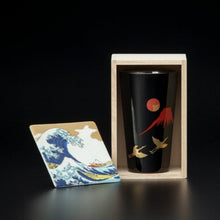 画像をギャラリービューアに読み込む, 山中塗 漆磨 赤富士に鶴 ストレートカップ （二重構造）
