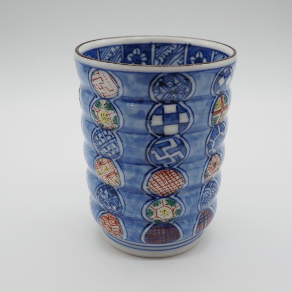 【京焼 清水焼】桝色小紋七寸深皿 矢野正三 碧黄石 作家物 和食器 陶器 京焼 清水焼】桝色小紋七寸深皿 矢野正三 碧黄石 作家物