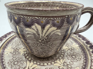 【通販NEW】京焼・清水焼　紅茶碗皿　紫彩華紋(しさいかもん)　陶　CTC512　陶器 湯呑み、カップ