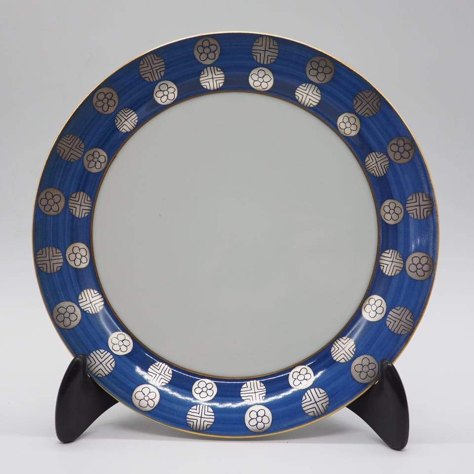 Kyo Ware/Kiyomizu Ware Imahashi Tankei (Tankei Kiln) Gosu Ginsai Marumon 6-inch Plate