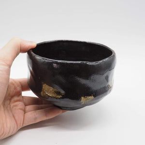 安い正本京焼・清水焼　抹茶碗　黒 上(くろらく じょう)　松　TSJ690　陶器 茶道具