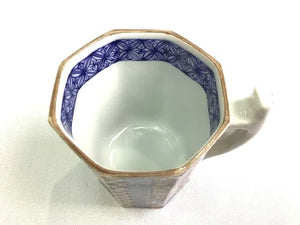 京焼・清水焼 加藤雲泉（雲泉窯) 色絵風船小紋八角マグカップ