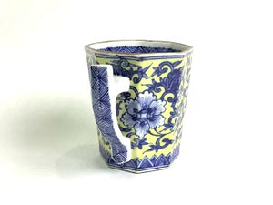 京焼・清水焼 加藤雲泉（雲泉窯) 黄濃牡丹八角マグカップ