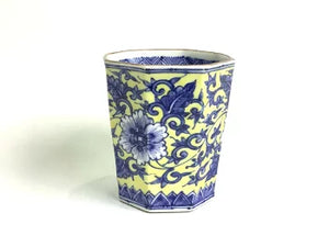 京焼・清水焼 加藤雲泉（雲泉窯) 黄濃牡丹八角マグカップ